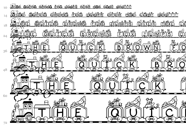 Toy Train font waterfall